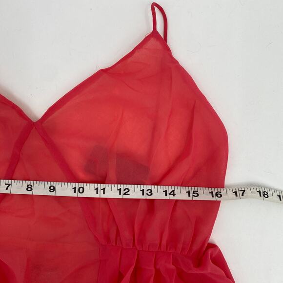 I Love H81 Red V-Neck Spaghetti Strap Mini Slip Dress Size Large NEW - Picture 9 of 10